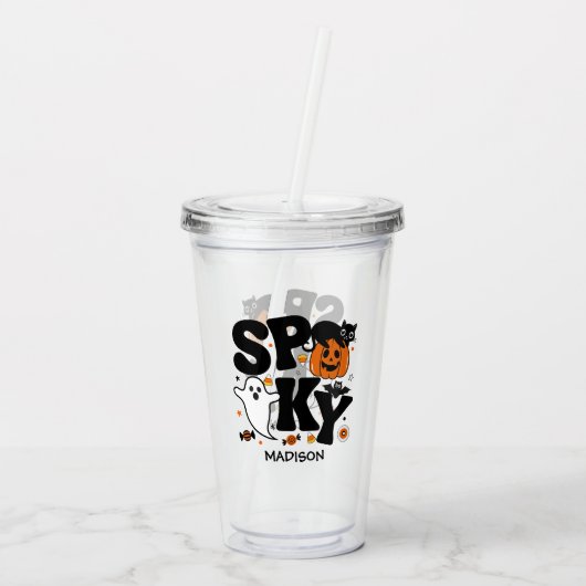 黒不気味とオレンジのハロウィーン アクリルタンブラー (裏面)