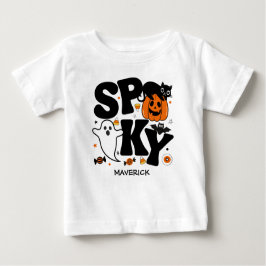 黒不気味とオレンジのハロウィーン ベビーTシャツ