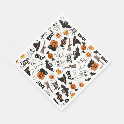 黒不気味とオレンジのハローウィンパーティ スタンダードランチョンナプキン (角)