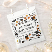 黒不気味とオレンジのハローウィンパーティ フェイバーバッグ (クリップ留めされた状態)