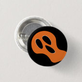 黒不気味とオレンジの怖い幽霊顔ハロウィーン 缶バッジ (正面&裏面)