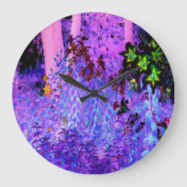 黒不気味と深紅のリリガーデンランドスケープ ラージ壁時計