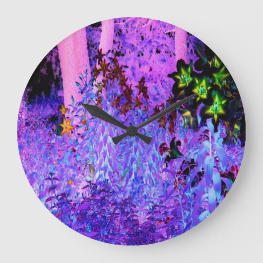 黒不気味と深紅のリリガーデンランドスケープ ラージ壁時計 (正面)