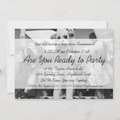 黒不気味と白のハロウィーンの不気味な人形 招待状 (裏面)