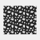 黒不気味のハロウィンに白い幽霊のパターン フリースブランケット (正面(横))