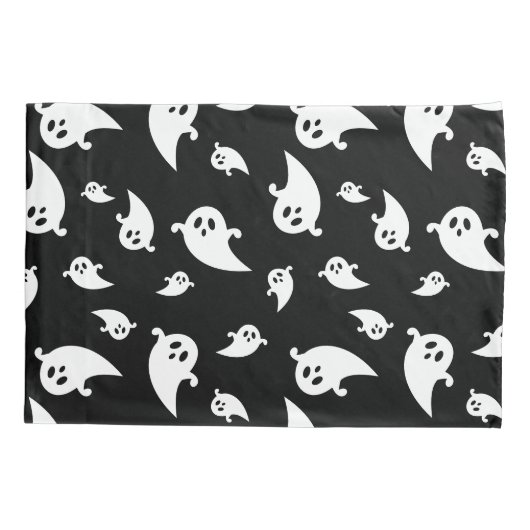 黒不気味のハロウィンに白い幽霊のパターン 枕カバー (裏面)