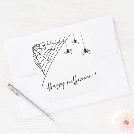 黒不気味クモパーティー |ハッピーハローウィン スクエアシール (封筒)