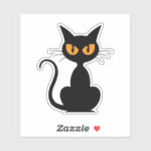 黒不気味ハロウィン猫 シール (シート)
