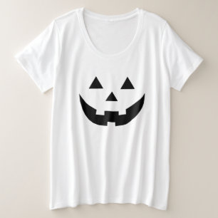 黒不気味ハロウィーンのカボチャのちょうちんカボチャおもしろいハロウィーン プラスサイズTシャツ