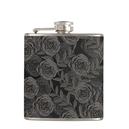 黒不気味ハロウィーンバラ フラスク (正面)