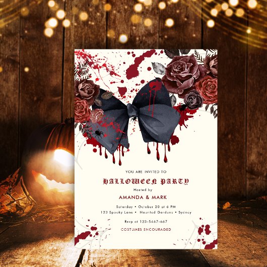 黒不気味弓ハロウィーンの衣装招待状 招待状