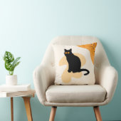 黒不気味猫オレンジ色の不気味な目ハロウィーンギフト クッション (椅子)