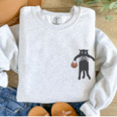 黒不気味猫ハロウィンを保持したスケルトンハンド スウェットシャツ