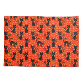 黒不気味猫ハロウィーンオレンジこうもり 枕カバー (裏面)
