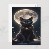 黒不気味猫ハロウィーン壁紙 – 2025夜！ シーズンポストカード (正面/裏面)
