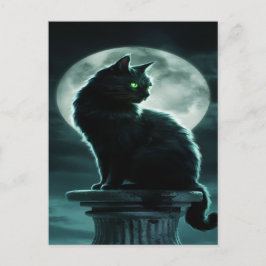 黒不気味猫ハロウィーン壁紙 – 2025夜! シーズンポストカード