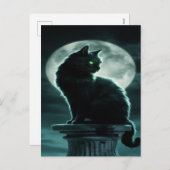 黒不気味猫ハロウィーン壁紙 – 2025夜！ シーズンポストカード (正面/裏面)