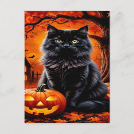 黒不気味猫ハロウィーン壁紙 – 2025夜! シーズンポストカード