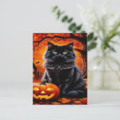 黒不気味猫ハロウィーン壁紙 – 2025夜！ シーズンポストカード (スタンド正面)