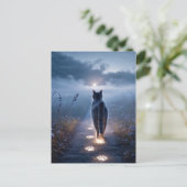 黒不気味猫ハロウィーン壁紙 – 2025夜！ シーズンポストカード (スタンド正面)