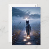 黒不気味猫ハロウィーン壁紙 – 2025夜！ シーズンポストカード (正面/裏面)