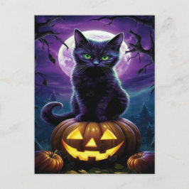 黒不気味猫ハロウィーン壁紙 – 2025夜! シーズンポストカード