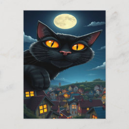 黒不気味猫ハロウィーン壁紙 – 2025夜! シーズンポストカード