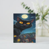 黒不気味猫ハロウィーン壁紙 – 2025夜！ シーズンポストカード (スタンド正面)