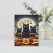 黒不気味猫ハロウィーン壁紙 – 2025夜! シーズンポストカード (スタンド正面)