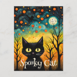 黒不気味猫ハロウィーン ポストカード