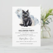 黒不気味猫 |かわいいウィッチーハローウィンパーティ 招待状 (スタンド正面)