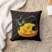 黒不気味猫 クッション (ブランケット)