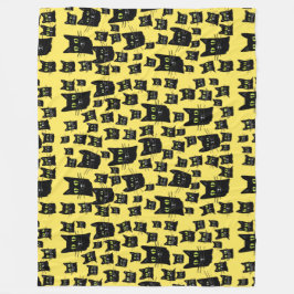 黒不気味猫 フリースブランケット