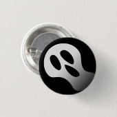 黒不気味白の怖い幽霊顔ハロウィーン 缶バッジ (正面&裏面)