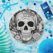 黒不気味白スカルハロウィーン紙プレート ペーパープレート (パーティー)