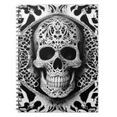 黒不気味白スマイルレーススカル ノートブック (正面)