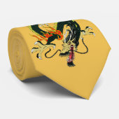 黒中国の龍ネックタイ ネクタイ (ロール)