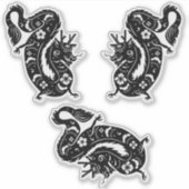 黒中国の龍、魔法の生き物 シール (正面)