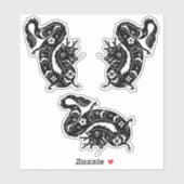 黒中国の龍、魔法の生き物 シール (シート)