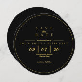 黒丸と金ゴールド丸で日付の招待を保存 招待状 (正面/裏面)