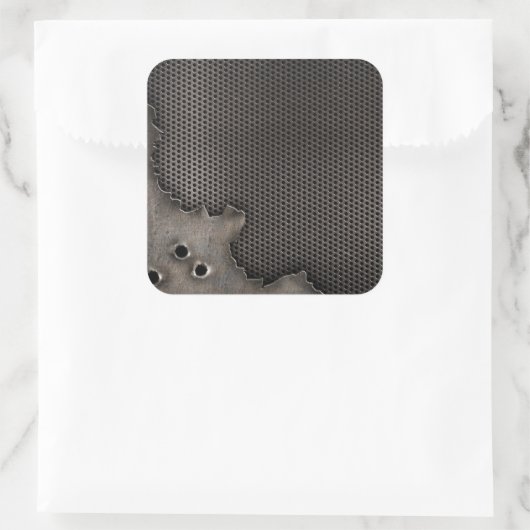 黒丸の穴の背景を持つメタル スクエアシール (バッグ)