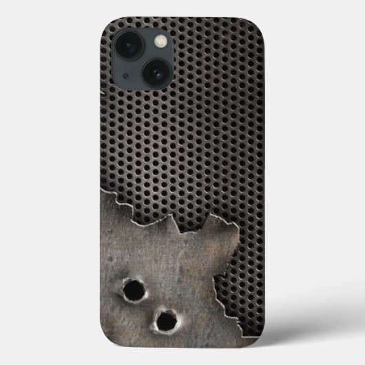 黒丸の穴の背景を持つメタル Case-Mate iPhoneケース (裏面)