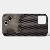 黒丸の穴の背景を持つメタル Case-Mate iPhoneケース (裏面 (横))