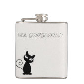 黒予測できなお洒落猫きらびやかな – こんにちはゴージャス フラスク (正面)