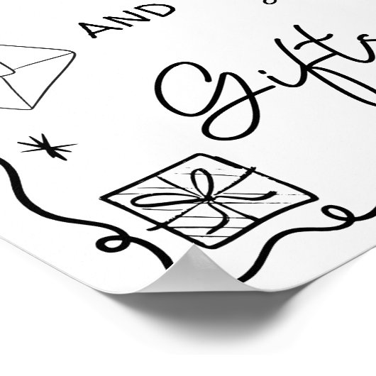 黒予測できな手引きカード結婚ギフト ポスター (角)