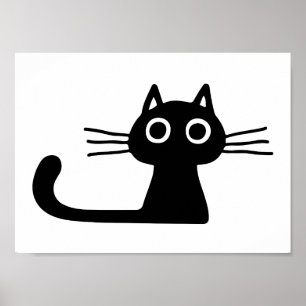 黒予測できな猫 お洒落白黒 ポスター