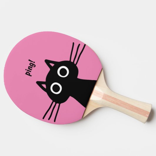 黒予測できな猫|線おもしろい 卓球ラケット (横)