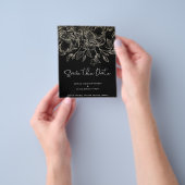 黒予算モダン金ゴールド花模様保存日 チラシ (手)