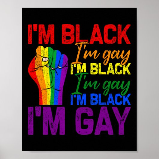 黒人です ゲイです パワー・フィスト LGBTQ プライド 黒人の歴史 ポスター (正面)