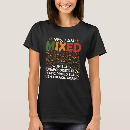 黒人としての誇りを持つ私は混血の非裾野アメリカ人M Tシャツ (正面)